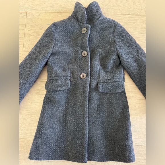 Jacadi Girls Gray Wool blend Pea Coat size 6 - Picture 2 of 7